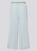 Tropic Glam Wide Leg Crop Trouser - Bleached Blue