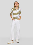 Tropic Glam Striped Polo Shirt - Thyme
