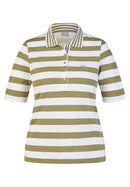 Tropic Glam Striped Polo Shirt - Thyme