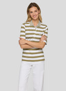 Tropic Glam Striped Polo Shirt - Thyme