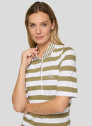 Tropic Glam Striped Polo Shirt - Thyme