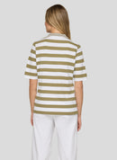 Tropic Glam Striped Polo Shirt - Thyme