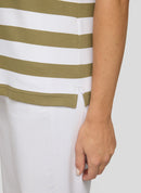 Tropic Glam Striped Polo Shirt - Thyme