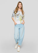 Tropic Glam Print Round Neck Jumper - Thyme