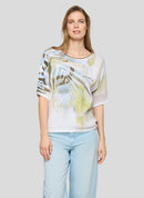 Tropic Glam Print Round Neck Jumper - Thyme