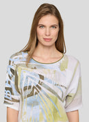 Tropic Glam Print Round Neck Jumper - Thyme