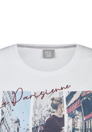 Front Print 3/4 Sleeve T-Shirt - White