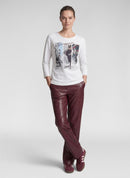 Front Print 3/4 Sleeve T-Shirt - White