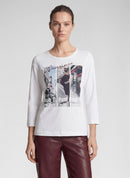 Front Print 3/4 Sleeve T-Shirt - White