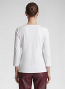 Front Print 3/4 Sleeve T-Shirt - White