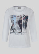 Front Print 3/4 Sleeve T-Shirt - White