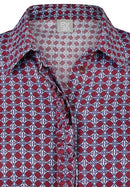 Café Paris Print Long Sleeve Blouse - Merlot