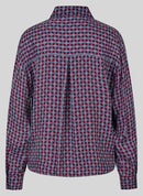 Café Paris Print Long Sleeve Blouse - Merlot