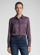Café Paris Print Long Sleeve Blouse - Merlot