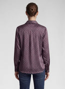 Café Paris Print Long Sleeve Blouse - Merlot