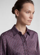 Café Paris Print Long Sleeve Blouse - Merlot