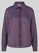 Café Paris Print Long Sleeve Blouse - Merlot