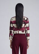 3/4 Sleeve Print Shirt - Merlot