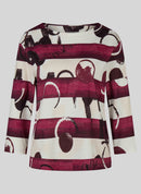 3/4 Sleeve Print Shirt - Merlot