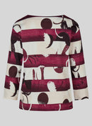 3/4 Sleeve Print Shirt - Merlot