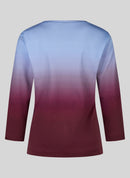 Graphic Print 3/4 Sleeve T-Shirt - Merlot