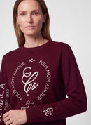 Café Paris Round Neck Sweatshirt - Merlot
