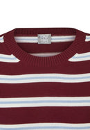 Café Paris Stripe Round Neck Jumper - Merlot