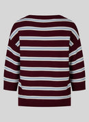Café Paris Stripe Round Neck Jumper - Merlot