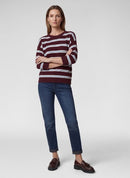 Café Paris Stripe Round Neck Jumper - Merlot
