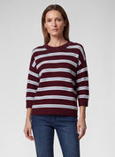 Café Paris Stripe Round Neck Jumper - Merlot