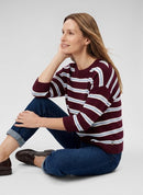 Café Paris Stripe Round Neck Jumper - Merlot