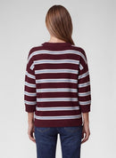 Café Paris Stripe Round Neck Jumper - Merlot