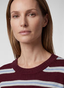 Café Paris Stripe Round Neck Jumper - Merlot