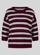 Café Paris Stripe Round Neck Jumper - Merlot