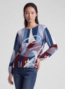 Café Paris Print Long Sleeve T-Shirt - Pastel Blue