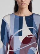 Café Paris Print Long Sleeve T-Shirt - Pastel Blue
