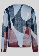 Café Paris Print Round Neck Jumper - Pastel Blue
