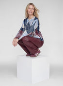 Café Paris Print Round Neck Jumper - Pastel Blue