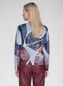 Café Paris Print Round Neck Jumper - Pastel Blue