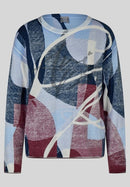 Café Paris Print Round Neck Jumper - Pastel Blue