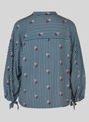 Café Paris Stripe & Print Blouse - Dark Jeans