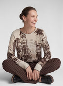 Rodeo Drive Print Round Neck Jumper - Alabaster