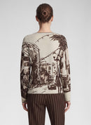 Rodeo Drive Print Round Neck Jumper - Alabaster