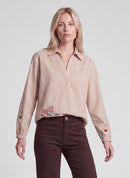 Drama Queen Striped Blouse - Caramel