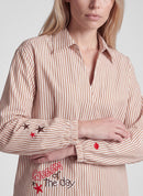 Drama Queen Striped Blouse - Caramel