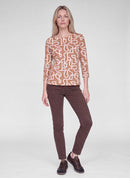Drama Queen Print Long Sleeve Tee - Caramel