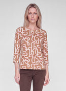 Drama Queen Print Long Sleeve Tee - Caramel