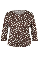 Rodeo Drive Long Sleeve Dot Print T-Shirt - Mocha