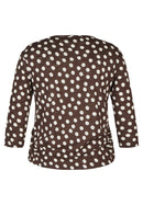 Rodeo Drive Long Sleeve Dot Print T-Shirt - Mocha