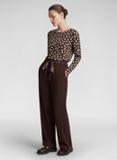 Rodeo Drive Long Sleeve Dot Print T-Shirt - Mocha